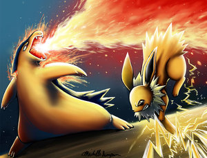 Jolteon dodges in time by Michelle4645