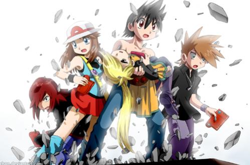 KABOOM!

...and the statue becomes....a thief, newly un-orphaned girl, pokemon league champion, gym leader, and Yellow!