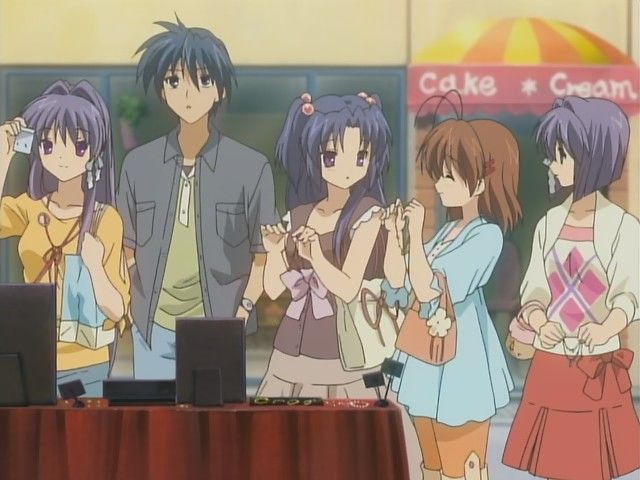 Kyou, Tomoya, Kotomi, Nagisa, and Ryou