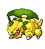 Lairon dressed up like Bayleef.