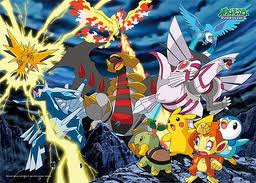 Legendaries vs pikachu,turtwig.piplup&chimchar