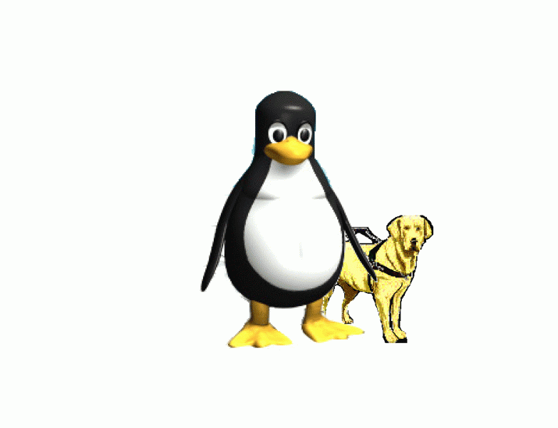 linux penguin walking a dog!