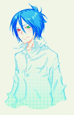 look, it's the manga scan that i colored and used in a banner! ugh. i hated having to add the pattern, the shine in his hair, the blush and just akfjs