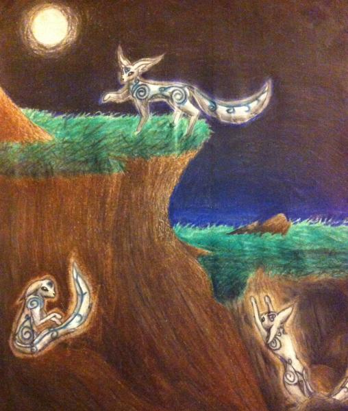 Looks kind of like an eevee evolution, I had a period where I drew fantasy creatures based on animals I like.  I love foxes and my drawing style is si