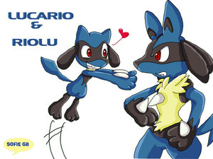 lucario and riolu by fiesen3