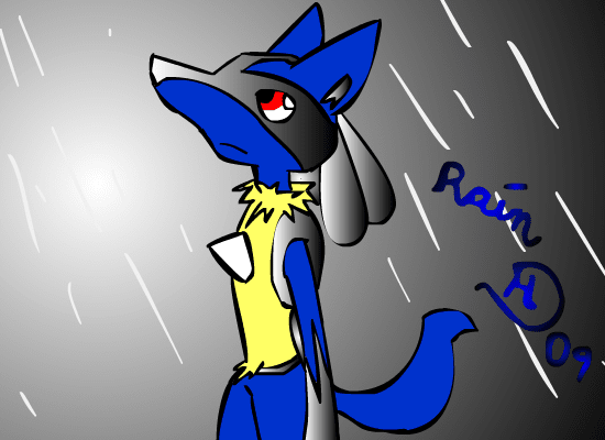 Lucario in rain