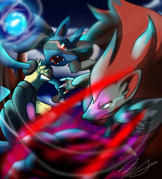lucario vs zoroark by segamastergirl d5uapk