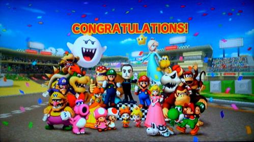Mario Kart Wii congratulation screen!