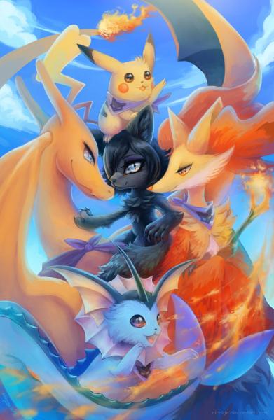 Me and the team drawn by eldrige on FA <3