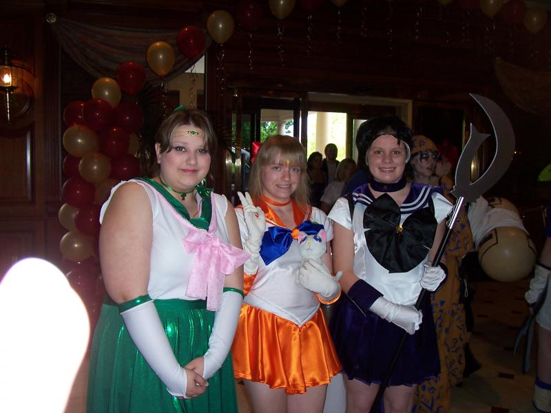 Me as Sailor Saturn, my friend Christina as Sailor Jupiter, and a girl we met as Sailor Venus.  :)