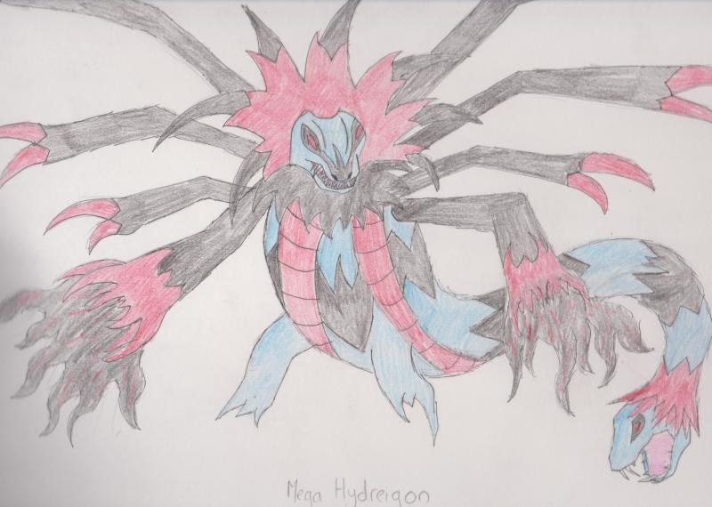 Mega Hydreigon is a Dark Cannon Weilding Mega Evolution of one of my favorite pokemon, cant say much more apart from LOOK AT IT
