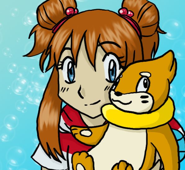 Melody and her Buizel, from my fanfic. Not one of my best.