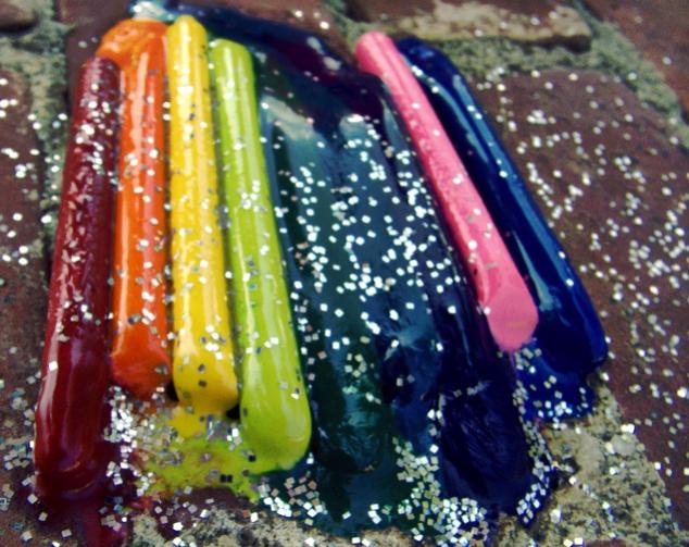 Melted Crayons with Glitter. :3