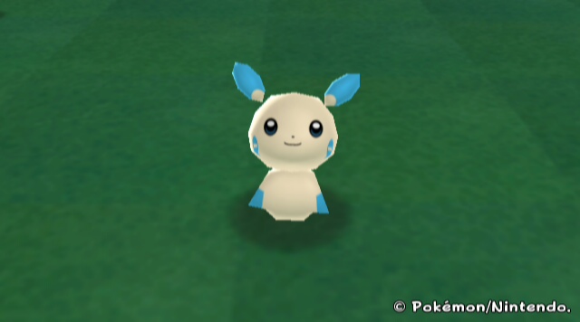 Minun looks at you cutely.