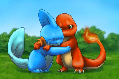 mudkip and charmander