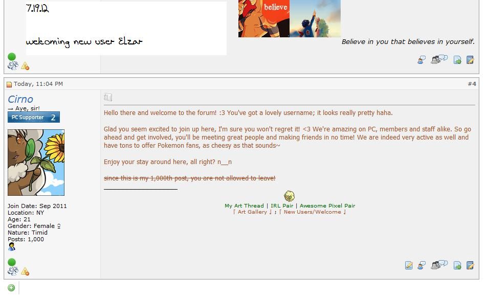 My 1,000th post

Wow my welcomes sure have evolved since August D: