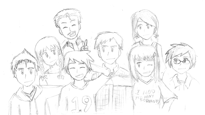 My Birthday with the staff (drawing done by the one and only Jake)