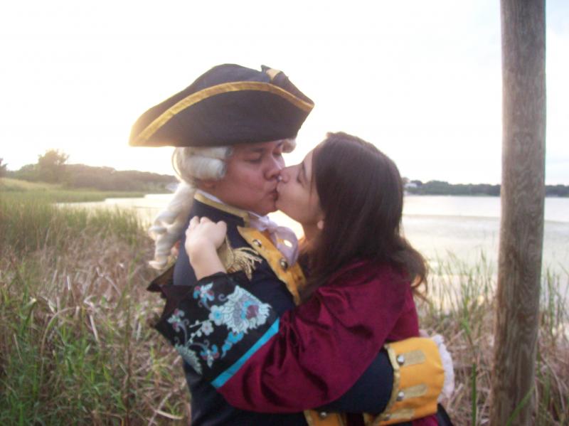 My fiance and I cosplaying James Norrington/Elizabeth Swan from Pirates AWE