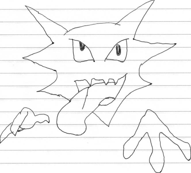 My first one I drew. A Haunter I drew modeled after a Haunter Pokemon Card. I lovez it.