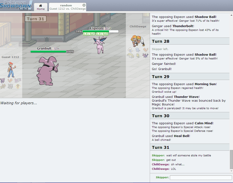 My internet was being dumb, which forced me to leave the battle. But SOME RANDOM PERSON went in and took over for me and I didn't want that because I 