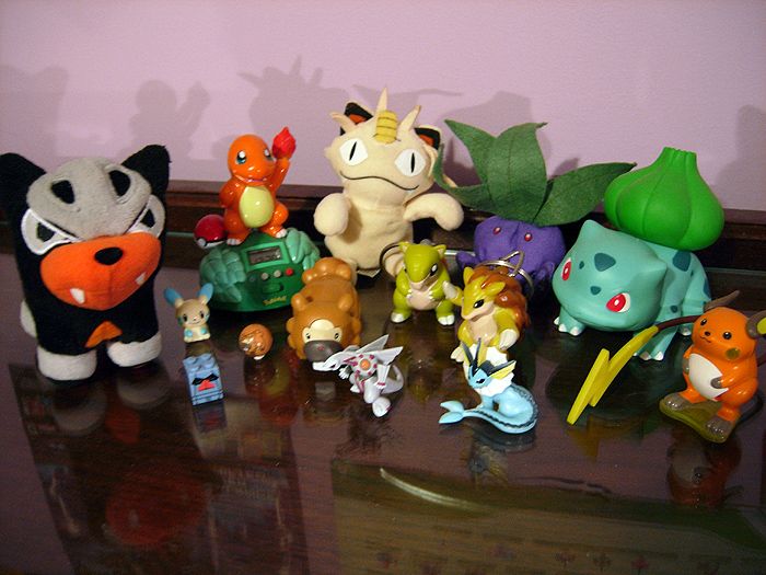 My miscellaneous toys. I'd love to start a Houndour or Bidoof collection. Or Raichu and Vaporeon. I love all those, but for now I'm concentrating main