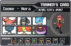 My trainer card for my Pokémon X version, with my team and my friend code.