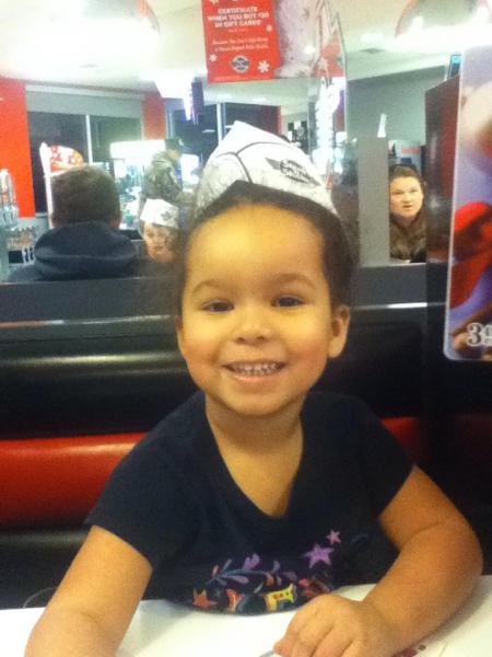 My younger sister, T'aja, at Steak 'n' Shake.