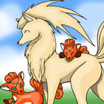 ninetails with vulpix