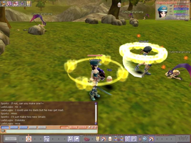 Ok this was too weird.. I was training with my character and theres this mercenary spell in which you get shields put around you.. example: (my girl c