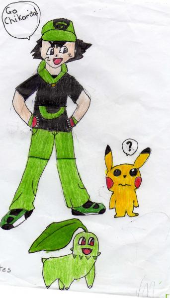 OMG ash choose chikorita insted of pikachu :O