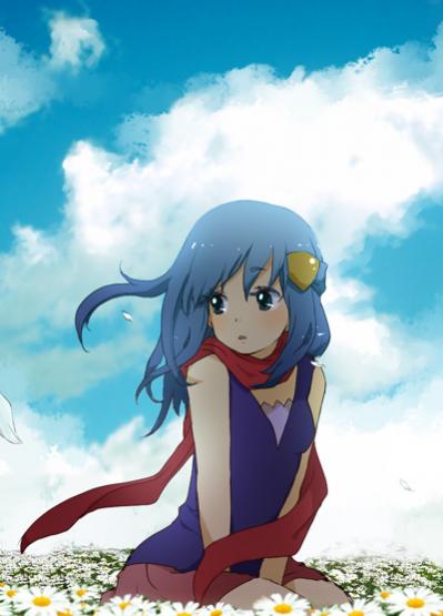 On the flower field.