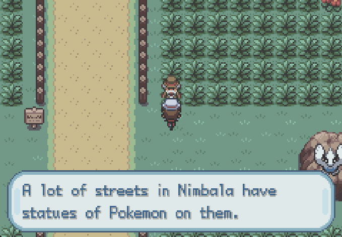 Only two streets in Nimbala have Pokemon statues, Mewtwo Avenue and Lugia Circle, so this guy is a liar.