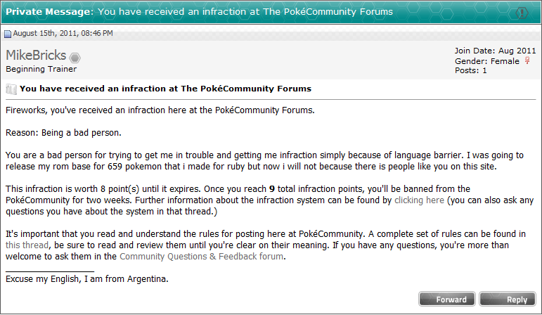 Ouch, looks like I just got banned.