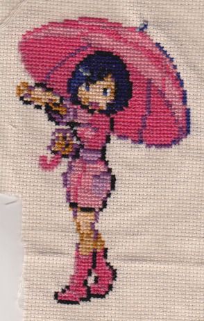 Parasol Lady Cross Stitch