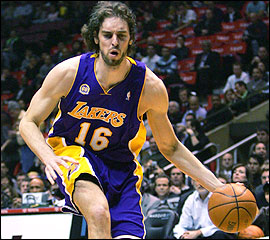 Pau Gasol of the Los Angeles Lakers