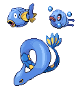 Phish (Magikarp), Torpedish (Feebas), Bulleteel (Milotic)