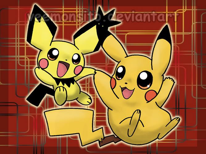 Pikachu and notched ear Pichu ^^