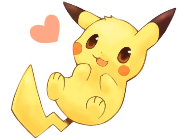 Pikachu cute smile, love sign