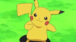 Pikachu determined, green grass