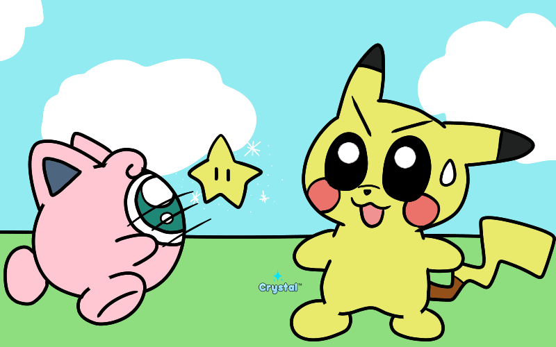 Pikachu wanted a Starman item for Smash Tournament, so Jigglypuff  threw it at him.