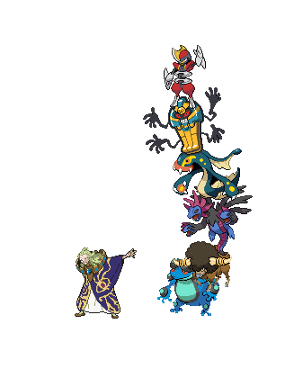 Poke Tower and Ghetsis is a maloevant artistic peice of Ghetsis's Pokemon holding themselves to a tower while Ghetsis says that Pokemon should be free