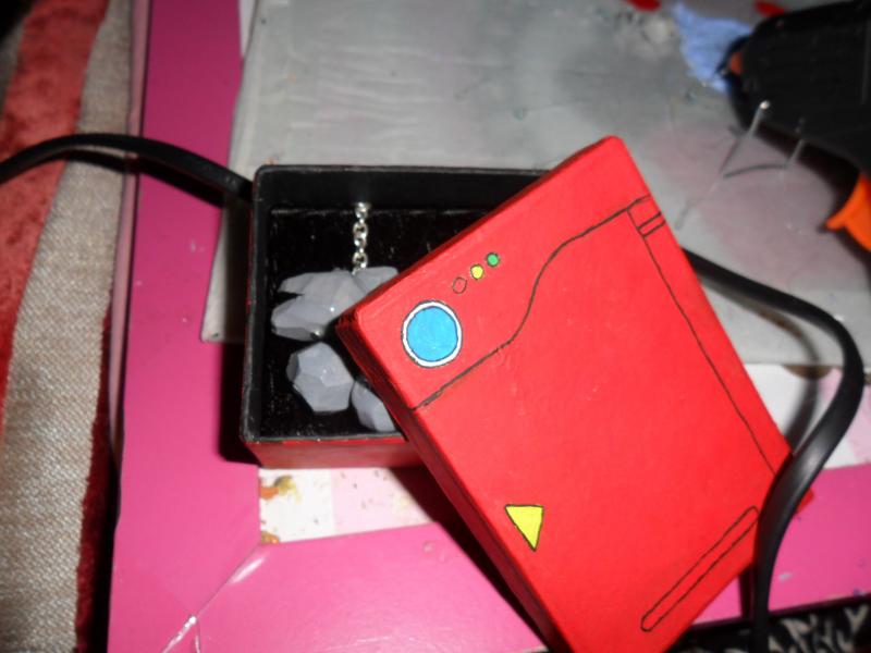 Pokedex inspired display box for my Onix necklaces, with an Onix pokemon card on the inside of the lid