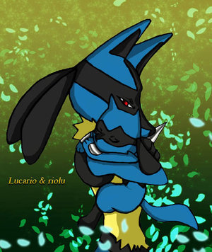 Pokemon  lucario and riolu by pink ninja
