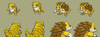 Sandshrew and Sandslash HGSS front and back sprites