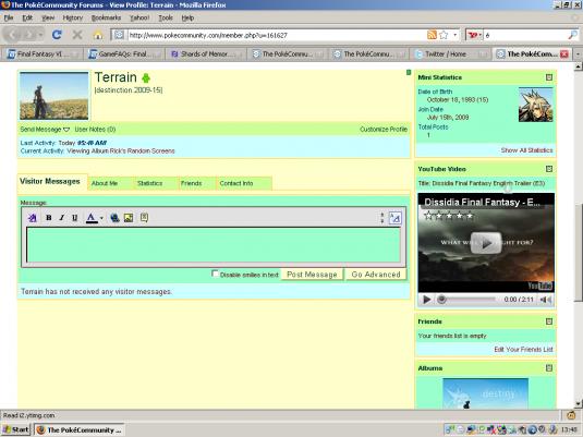Screenshot of my Profile on July 15, 2009