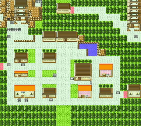 Screenshot of the layout for the 4th Gym City of the game, Brilfax City.
