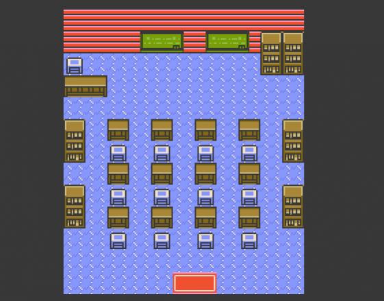 Screenshot of the layout for the Trainer's School, where the player is able to get a Quick Claw.