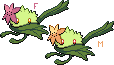 Seewindle, a Grass/Flying type Pokemon I created out of boredom. Seewindle float around in the air currents, much like Cotonee, and, when they find th