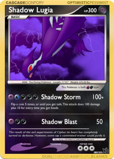 Shadow Lugia Card for my Pokemon XD: Gale of Darkness set im working on. 080/306