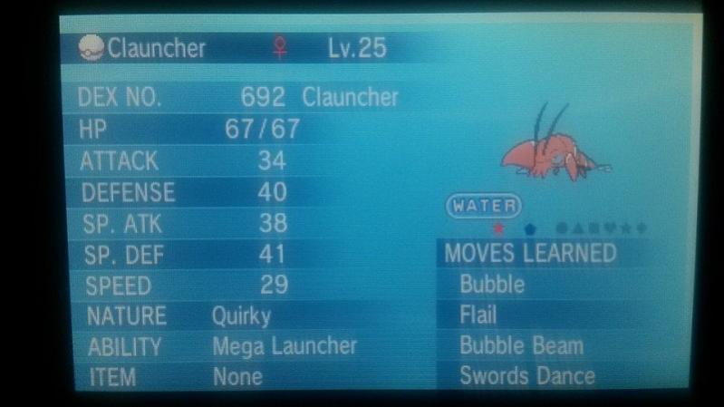 Shiny Clauncher - Caught after a chain of 12 on 6/1/2015 in Cyllage City